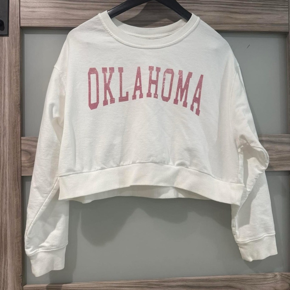 Oklahoma Women's White Cropped Sweatshirt